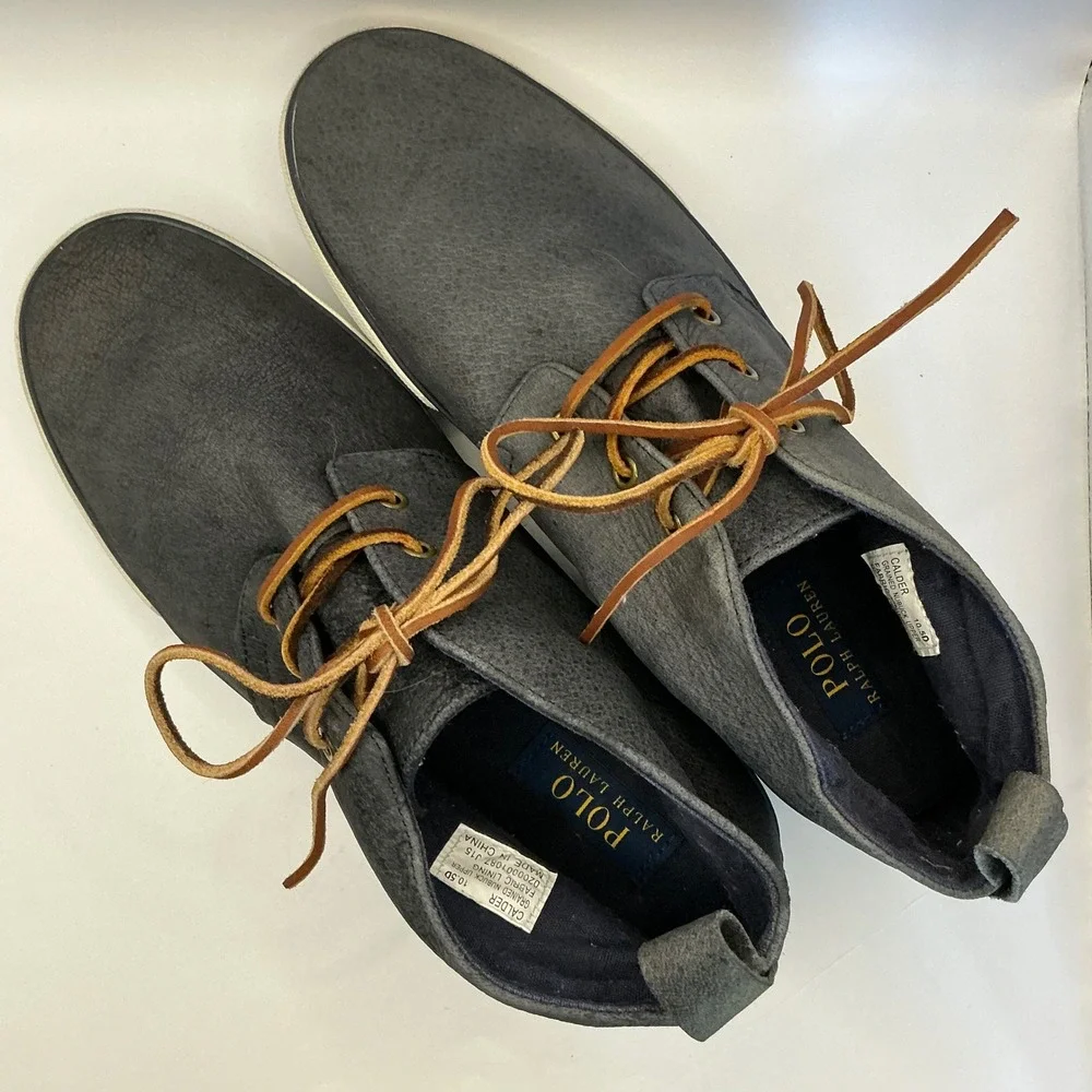 Polo Ralph‎ Lauren Calder Mens Grained Nubuck Chukka Sneakers Grey 10.5D J15